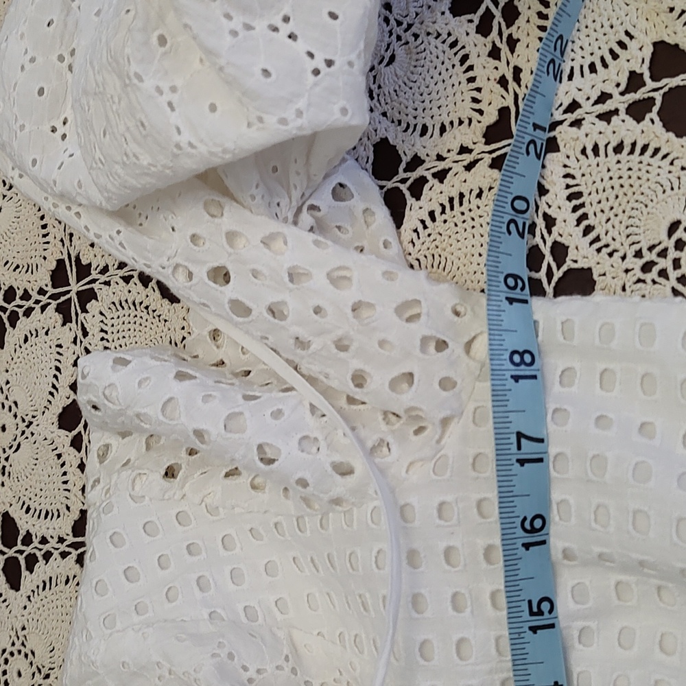 Vince Camuto Drop Waist White Eyelet Dress Lined Bodice Midi Length SZ: … - Picture 13 of 13